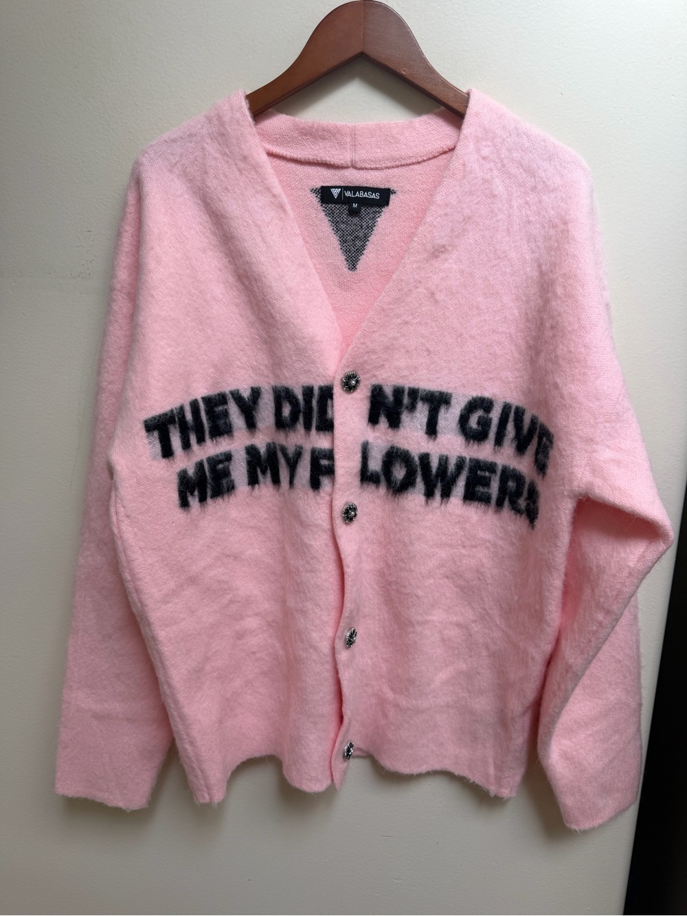 Valabasas Pink Graphic Mohair-Blend Cardigan Sweater